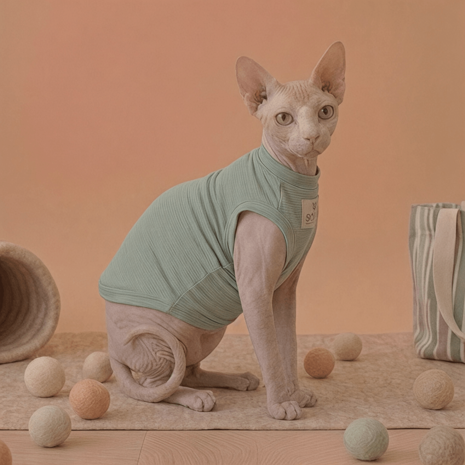 vêtement anti-UV pour Sphynx certifié UPF50 + vert sauge